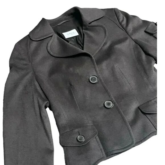 women’s AKRIS PUNTO wool grey pointed collar flap pocket crop blazer size 4 - Picture 4 of 8